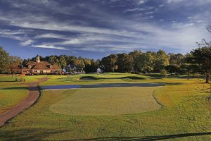 Golf course in front of a house